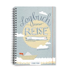 Travel Diary - Logbook of a Journey - Diary for Writing with Weather, Mood and Quote Fields, Blue, Dotted, A5