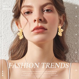 AFCJLTO Women's Gold Earrings, Exaggerated Earrings, Statement Earrings, Vintage Earrings, Hypoallergenic Fashion Jewellery, Statement Earrings for Women