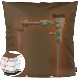 Angooni Upgraded Backflow Preventer Cover Aluminum Foil (5℉) - 24"W x 24"H Industrial 600D Winter Sprinkler Valve Covers for Outside, Anti-UV Winter-Freeze Water Well Pump Cover, Brown