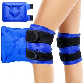 2 Pcs Bolsa de Hielo en Gel para Rodilla, Paquetes de Hielo Deportivos,con Correas Ajustables, Bolsa de Hielo en Gel Frio y Calor, Bolsa para Frio o Calor Reutilizable, alivio de Dolor en Muscular, Articulaciones y Lesiones (Azul oscuro)