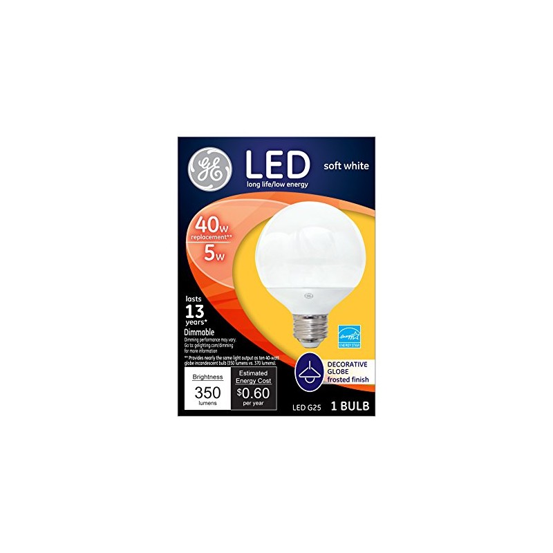 GE Lighting 37906 LED G25 Decorative Bulb with Candelabra Base,