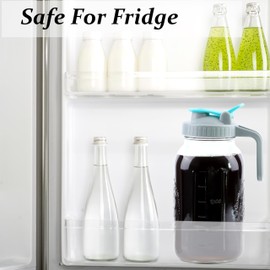 Cold Brew Coffee Maker 64 Oz Wide Mouth Mason Jar Iced Coffee Maker 2 Set Half Gallon Glass Pitcher With Strainer 2 Quart Cold Brew Pitcher With Spout Lids For Fridge, Lemonade, Cold Brew, Milk