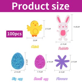 couduan 100PCS Easter Foam Stickers,Glitter Easter Stickers for Children Creative Art Supplies & Decorations,Bonnet Making,Craft and Card Making