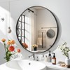 FARMER 18 Inch Black Circle Mirror, Round Bathroom Mirror, Vanity Mirror with Metal Frame, Brushed Wall Mirror for Bathroom, Bedrooms, Entryways, Living Rooms and Hallway
