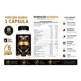 Testo For Men 180 Cápsulas Maca Negra Fenogreco Arginina A4h