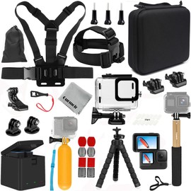 Gurmoir Gurmoir Accessories Kit for GoPro Hero 12 Hero 11 Hero 10 Hero 9 Black, 2 Battery+Charger+Waterproof Case and More Mount Accessory Bundle Compatible with Go Pro 12 11 10 9 Camera