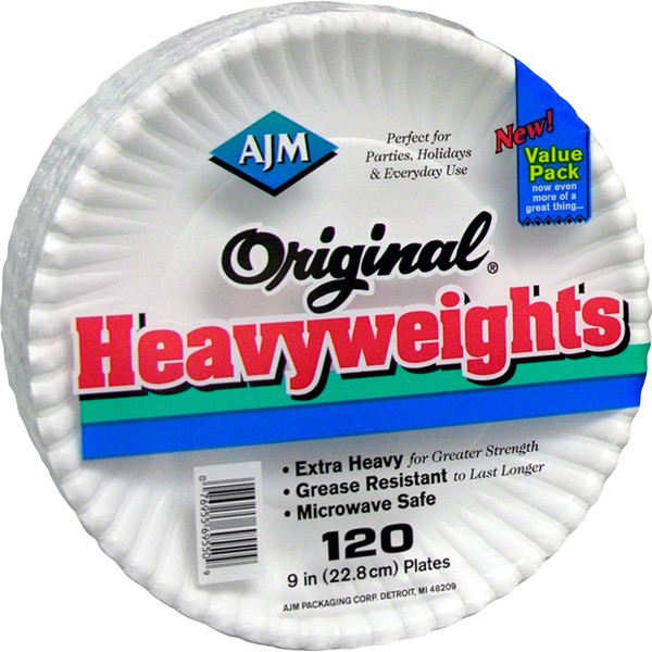AJM Packaging Original Heavyweights Plates Table Ware, White