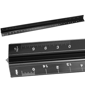 Biaungdo Architectural Scale Ruler, 12 Inch Solid Aluminum Triangular Drafting Tool, Laser-Etched Architect Scales Ruler for Architects Students Draftsman Engineers, Black