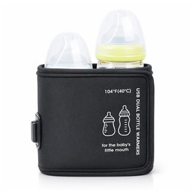 Shorten Night Breastfeeding, Bottle Warmer, USB 2 Simultaneously, 104°F (40°C) Heat Retention, Milk Warmer, For Outings, Stroller Mounting, Car Safe, Compact Design