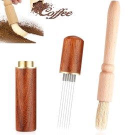 Espresso Coffee Stirrer Coffee Brush, Espresso Distribution Tools with 6 Needles for Barista for Home Kitchen 2 Pcs Coffee Tools