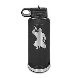 RDW Ninja Laser Engraved Water Bottle Customizable Polar Camel Stainless Steel with Straw - v2 Black 32 oz