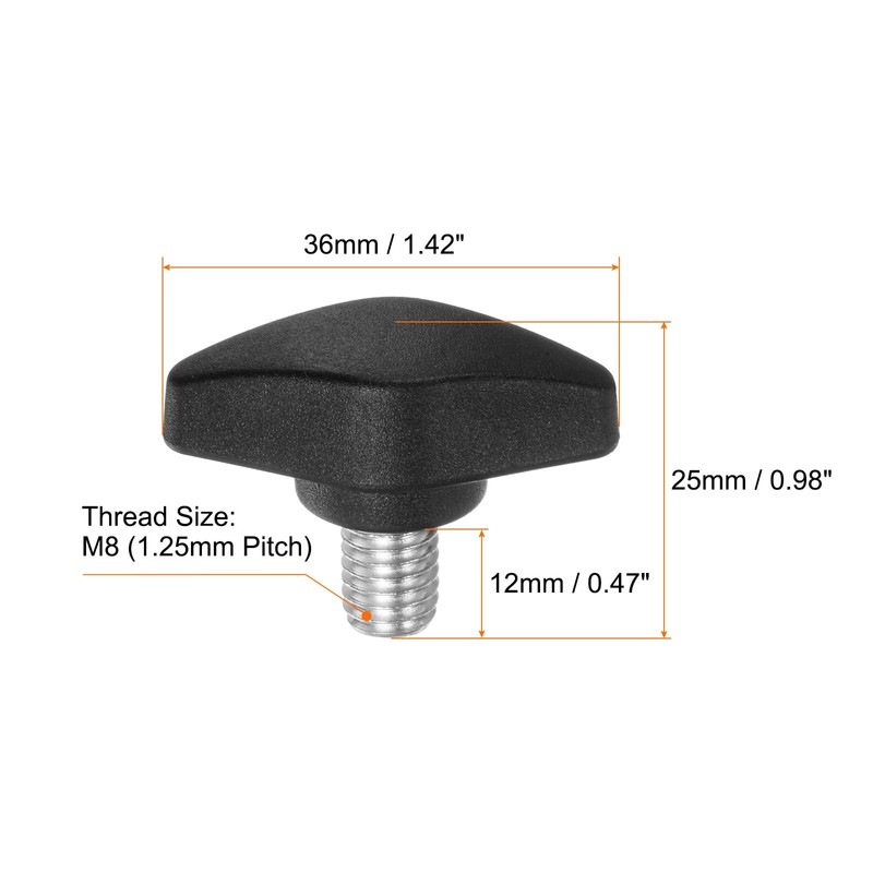 sourcing map 4pcs Tee Wing Knobs Thumb Screws M8 x