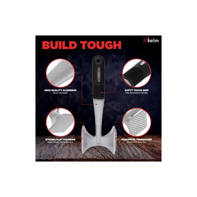 Kelim Meat Tenderizer Mallet - Heavy Duty Aluminum Meat Mallet