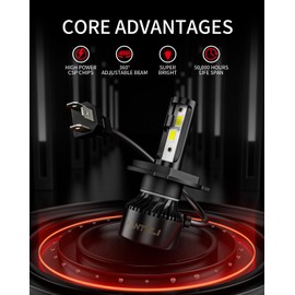 FANTELI 2x 𝖧𝟦/𝟫𝟢𝟢𝟥 Bulbs, 40000LM 900% Brighter 1:1 Size, No Adapter Required, 6500K Cool White IP68 Waterproof Off-Road Lights, Pack of 2
