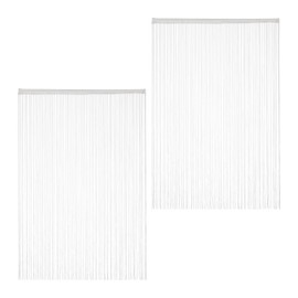 Relaxdays White Thread / String Curtain - Can Be Shortened - Includes Drawstring - For Doors and Windows - Various Sizes, White