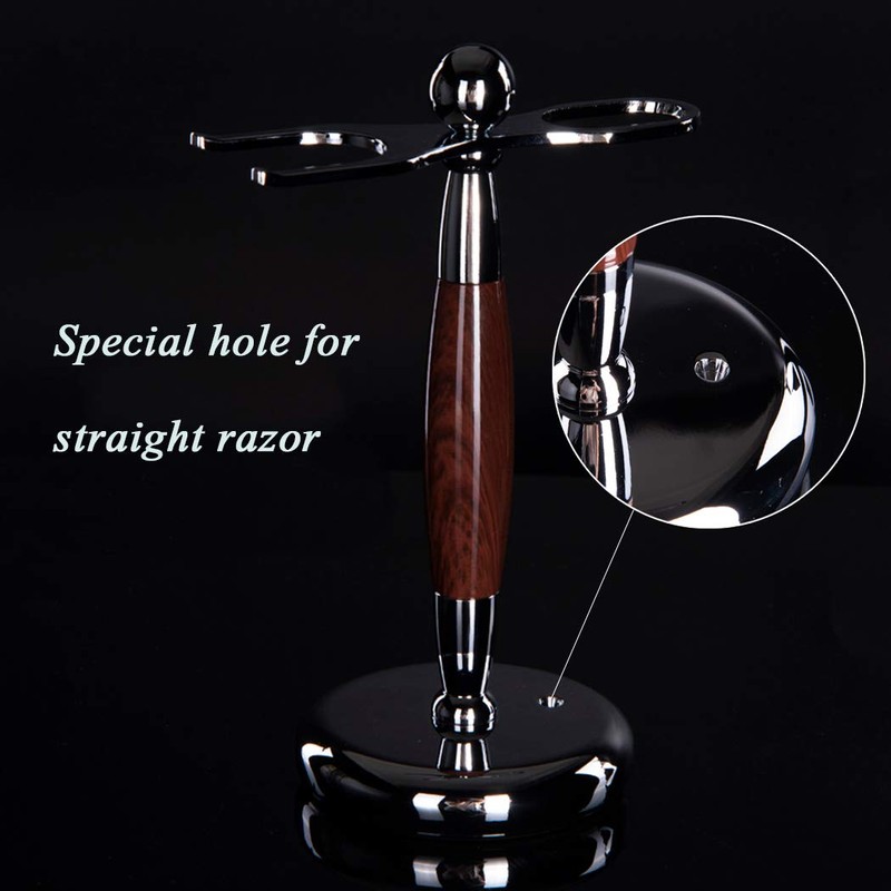 Men Straight Shaving Razor Badger Hair Brush Stand Holder Leather