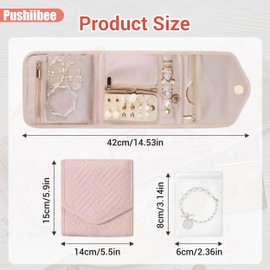Jewellery Organizer Roll, Foldable Travel Jewelry Case With 20 Pcs Clear Mini Jewelry Pouches, Travel Jewelry Organizer Case Small Jewelry Bags for Earrings Rings Bracelet Necklaces