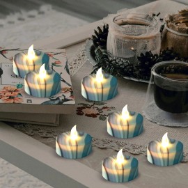 12-Pack Blue Water Ripple Flameless LED Candles 2.2 Inch Flickering Tea Lights 10-Key Remote Timer Battery Operated Home Decorcolor: Orange, size: 2.2"D x 2.2"W x 1.4"H