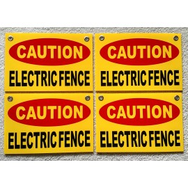 Harrington Signs 4 CAUTION ELECTRIC FENCE Plastic Coroplast Signs 8"X12" w/Grommets FREE SHIP y