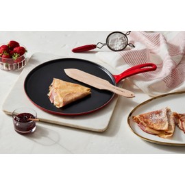Le Creuset Enameled Cast Iron Traditional Round Crepe Pan, 10.25", Cerise