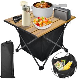 Audoyon Foldable Camping Side Table, Ultralight Small Beach Table Aluminum, Portable Outdoor Table with Carry Bag and Storage for Picnic, Grill, Hiking, Fishing, Sand, Camping Essentials(S)