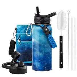 RAYMYLO 32oz Insulated Water Bottle, Triple Wall Vacuum Stainless Steel Water Bottles - Keeps Cold 48H, Reusable 1/4 Gallon water flask Jug for Gym, Sports, Camping, Hiking,Travel, Starlight Blue