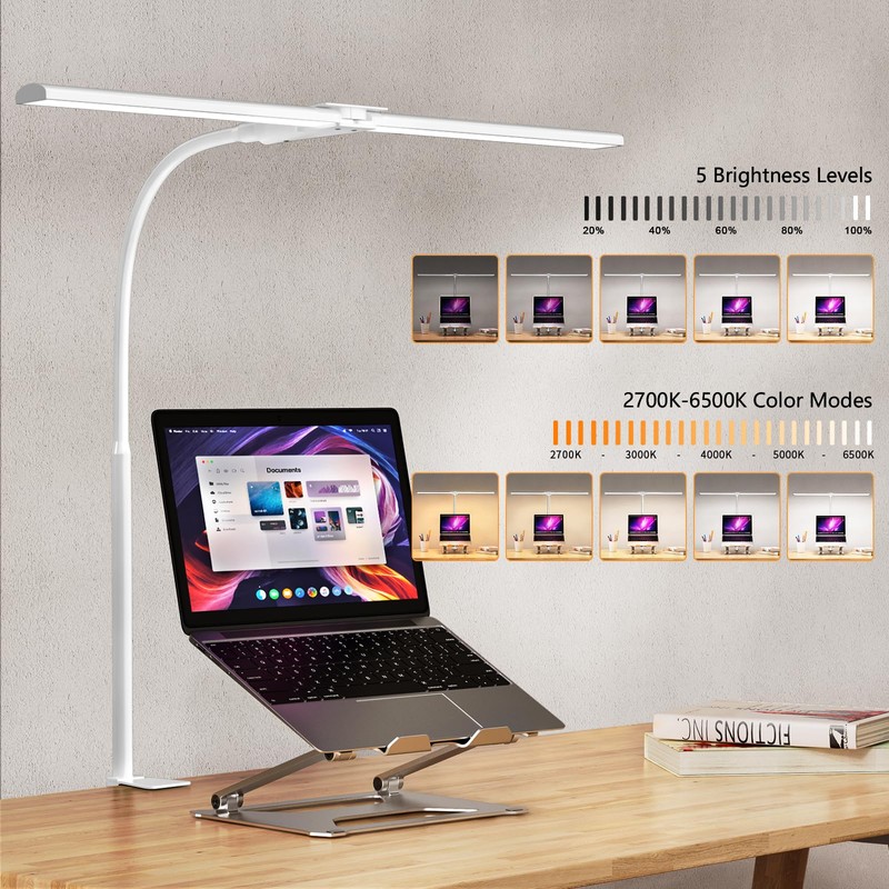 EppieBasic LED Desk lamp,Double Head Architect Desk Lamps for Home