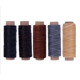 ANCLLO Leather Waxed Thread Cord 1mm Hand Sewing Needles Kit with 330 Yards Sewing Waxed Thread Cord Drilling Awl Thimble Leather Craft Hand Tools Kit for Upholstery Carpet Canvas DIY Sewing