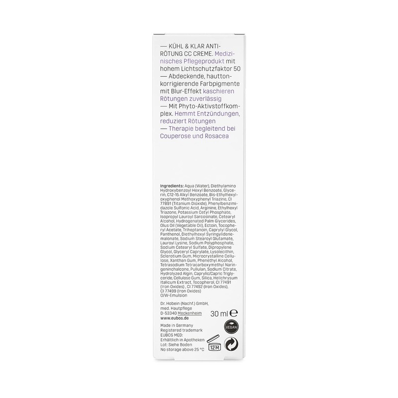 Eubos Cool and Clear Anti-Redness CC Cream Tinted Day Cream
