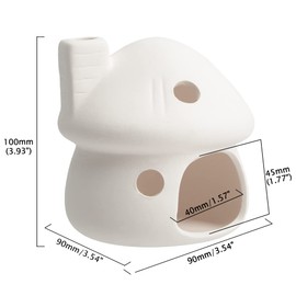 AnRui Fish Tank Decortation Cute Ceramic Mushroom Mini House Aquarium Decor Betta Cave Hideout Ornament Accessories for Small Fish, Shrimp, White