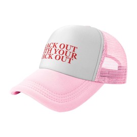 Black Out with Your Rack Out Trucker Hat Funny Baseball Caps Unisex Classic Mesh Fishing Hat for Men and Women Pink