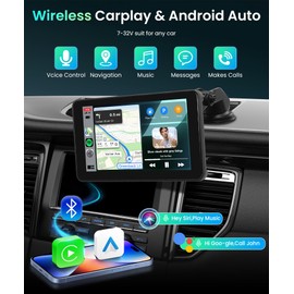 Sellrich Carplay Android Auto Screen for Car, Portable Wireless Car Stereo with 7 inch IPS Touch Screen Carplay Android Auto SuperLink OTA Bluetooth GPS Siri Aux, 7-32V for Trucks, SUVs, Cars, RVs