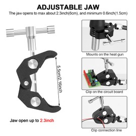 Helping Hands Magnetic Soldering Clamp with 2.16-inch Jaw Opening, Super Clamp with 1/4 and 3/8 Thread, Flexible Articulating Arms with Clamps, Magnetic PCB Clip for Heat Gun Repairing DIY Work