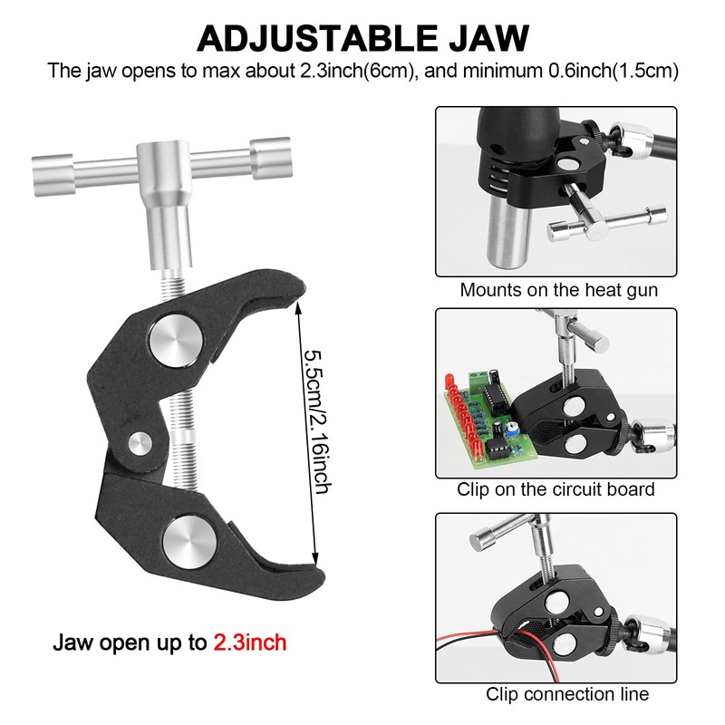 Helping Hands Magnetic Soldering Clamp with 2.16-inch Jaw Opening, Super