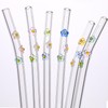 8 Pcs Glass Straws With Bows Charms, Cute Fun Reusable