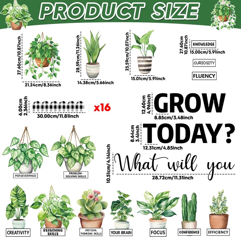 Spring Greenery Potted Plant Bulletin Board Set Motivational Eucalyptus Classroom