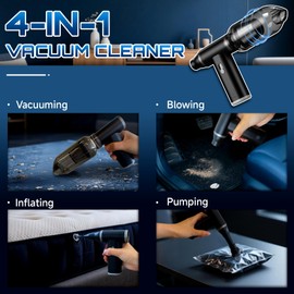 Compressed Air Duster & Vacuum Cleaner 4-in-1, 150,000RPM Powerful Electric Air Duster, Cordless Rechargeable with Adjustable Speed Handheld Air Blower for Keyboard, Car, Office, Home Electronics