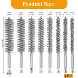 8 PCS Stainless Steel Wire Bore Brushes, Wire Brush Set Thick Flexible Feeding Tube Cleaning Brushes Cleaning Steel Brush Hex Shank Handle for Power Drill