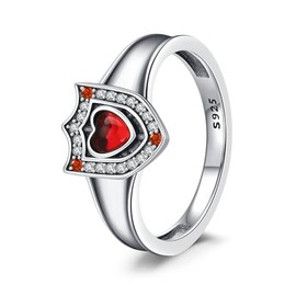 KEQ Promise Rings for Her Womens Gifts for Christmas Engagement Rings for Women Cubic Zirconia Ring Wedding Rings Heart Rings Statement Rings for Women, Sterling Silver, Zircon