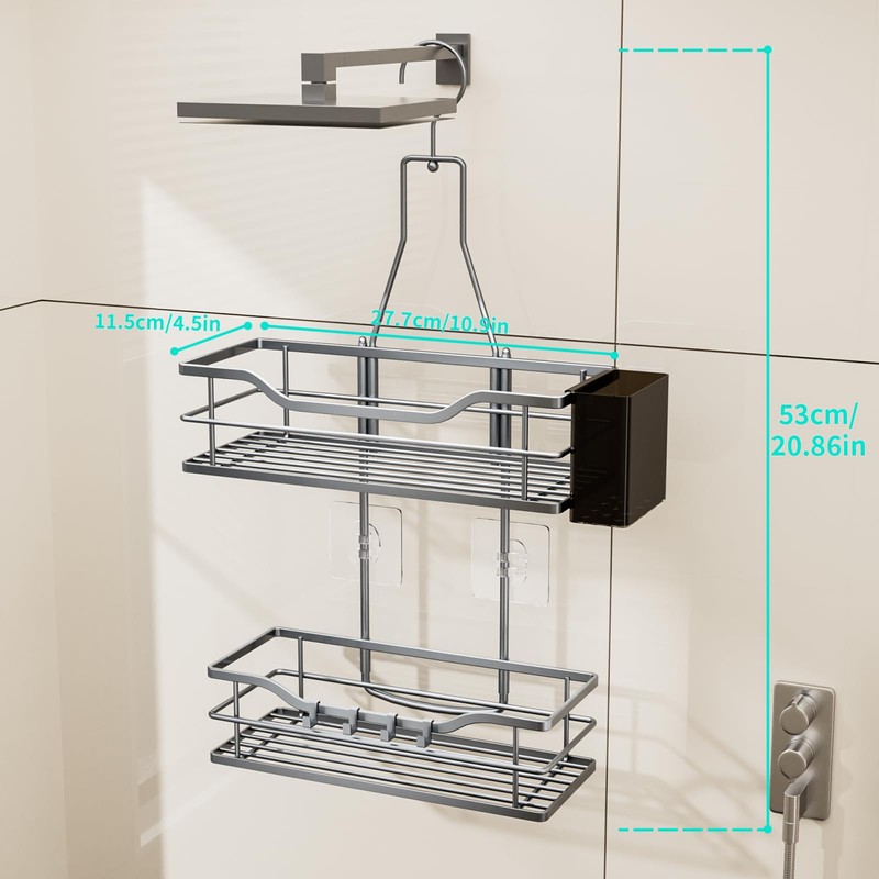 HapiRm Shower Caddy Hanging Organiser - 2 Tier Shower Organiser