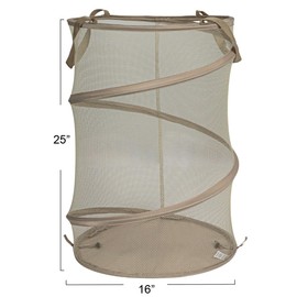 Household Essentials Pop-Up Mesh Laundry Hamper, Beige