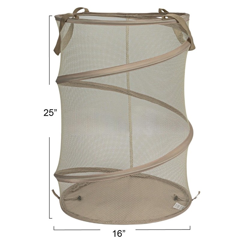 Household Essentials Pop-Up Mesh Laundry Hamper, Beige