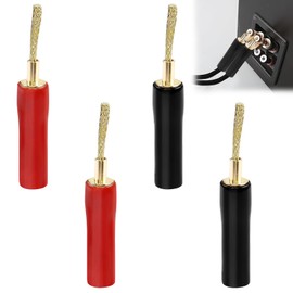 DONOONIS Pack of 4 Speaker Banana Plug, Speaker Plug, Flex Pin Banana Plug, Gold-Plated 2 mm Screw Type Audio Speaker Pin Connector for Amplifier Speaker Wires Sound Systems