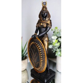 Ebros Egyptian Theme Isis Holding Shield Bronzed Resin Figurine 10.5"H