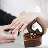 Fychuo Wedding Ring Box, Heart Shaped Wooden Double Ring Box