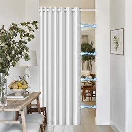 HMYI White Total Blackout Pinch Pleated Curtain 96 Inch Long, Full Shading Curtain for Windows, Faux Linen Textured Thermal Insulated Drapes, 1 Panel, W52 x L96, Greyish White