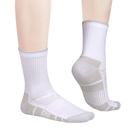 YUEDGE Mens White Cotton Cushioned Crew Socks Moisture Wicking Comfort Work Socks Cushioned Gym Golf Tennis Training Casual Athletic Socks For Men Size 9-11, 5 Pairs
