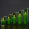 Girimax Green Glass Flameless Candles with Remote, Flickering LED Votive