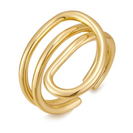 HolidayQbee Gold Rings For Women Gold Plated Ring Gold Statement Knot Ring Double Tear Drop Ring Four Of Stackable Rings, Metal, No Gemstone