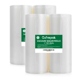 O2frepak 4Pack (Total 200Feet) 11x50 Rolls Food Saver Vacuum Sealer Bags Rolls with BPA Free,Heavy Duty Vacuum Sealer Storage Bags Rolls for Food Saver,Cut to Size Roll,Great for Sous Vide